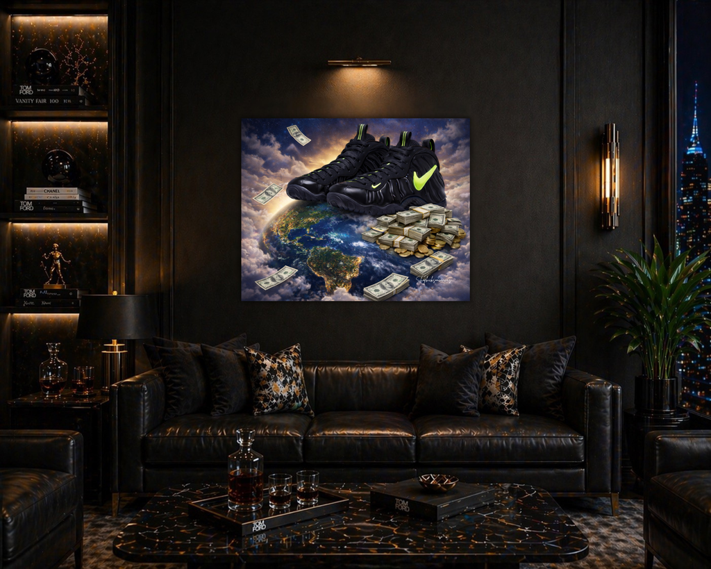 "World Domination: Neon Wealth Canvas"
