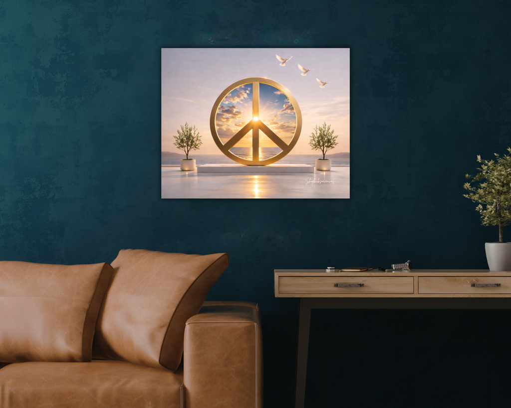 "Peace Within: Golden Horizon Canvas"