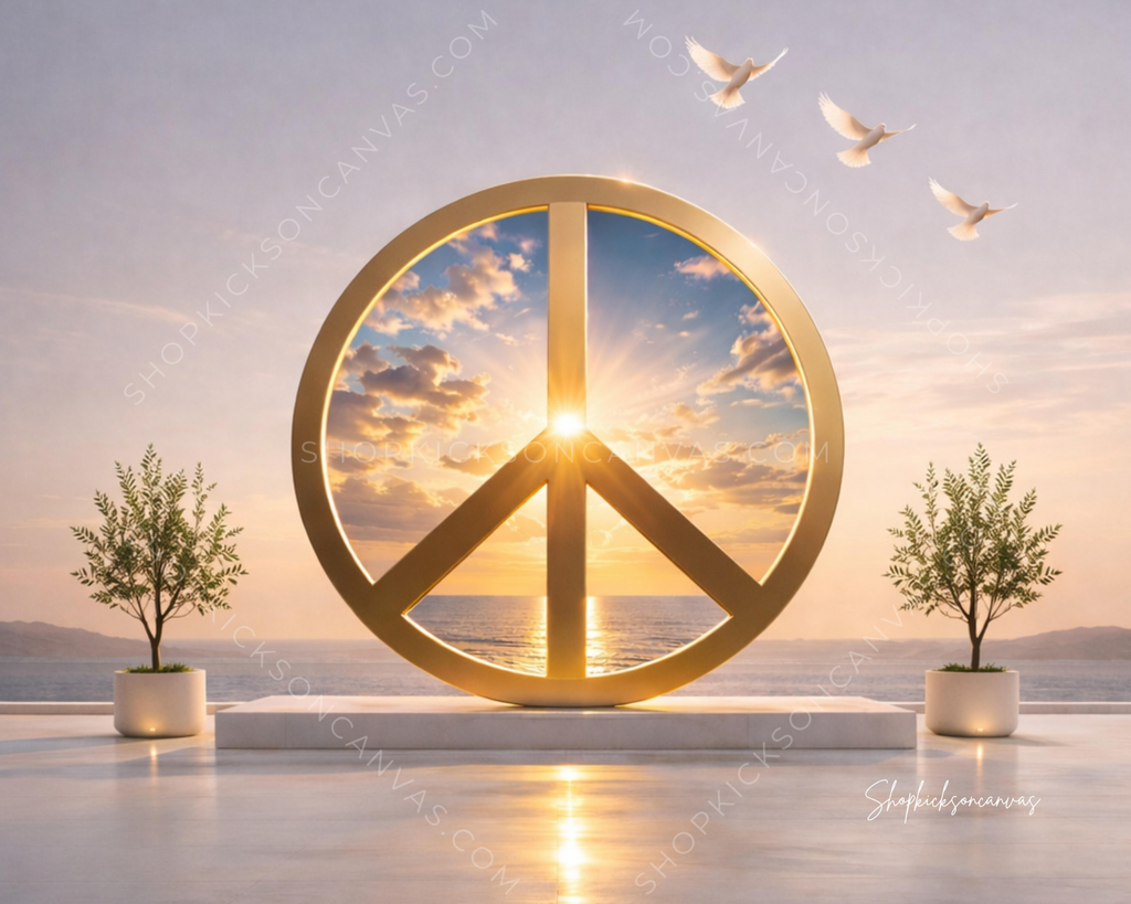"Peace Within: Golden Horizon Canvas"