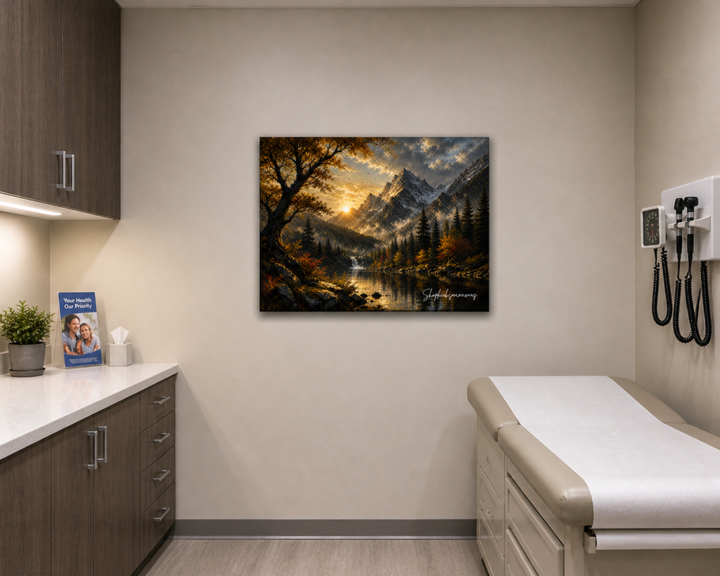 "Golden Horizon: Autumn Reflection Canvas"